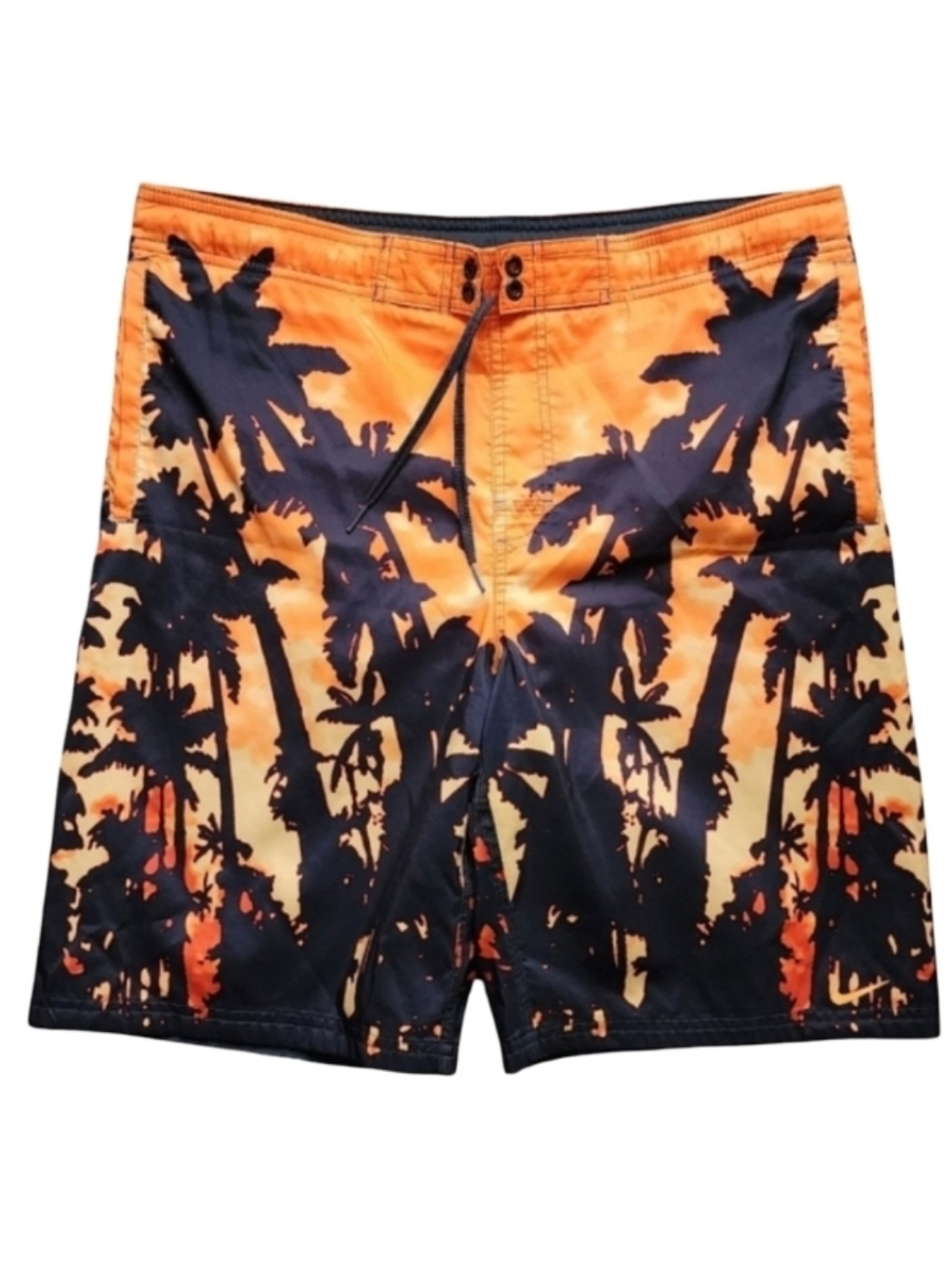 Nike Mens Orange Black Palm Treeโ Sunset Swim Trunks Board Shorts Small